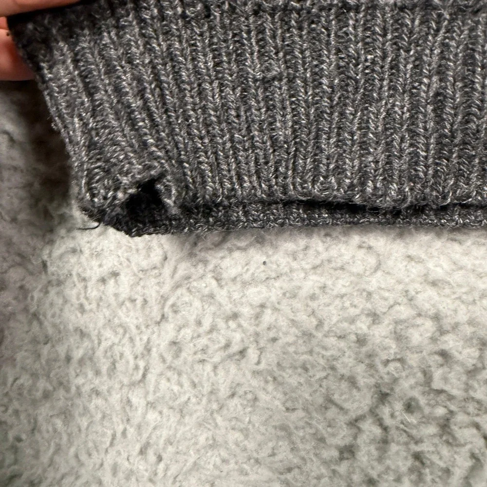 Eddie Bauer Henley Sweater Mens Medium Gray Cotton Ribbed Knit Vintage Gorpcore